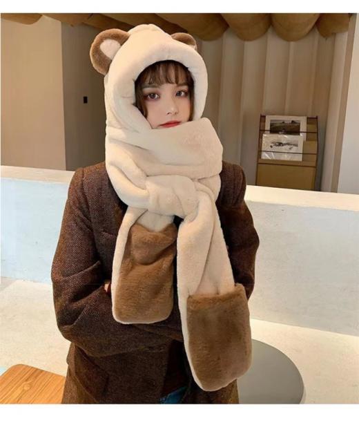 🌈【 欣欣子同款】小熊多功能三合一保暖帽手套围脖 ！ 💛加厚高品质克重达310g以上 💛软糯细腻毛绒感十足，🍓可以底挡9级寒风  商品图3