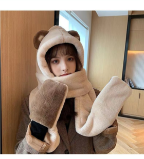 🌈【 欣欣子同款】小熊多功能三合一保暖帽手套围脖 ！ 💛加厚高品质克重达310g以上 💛软糯细腻毛绒感十足，🍓可以底挡9级寒风 