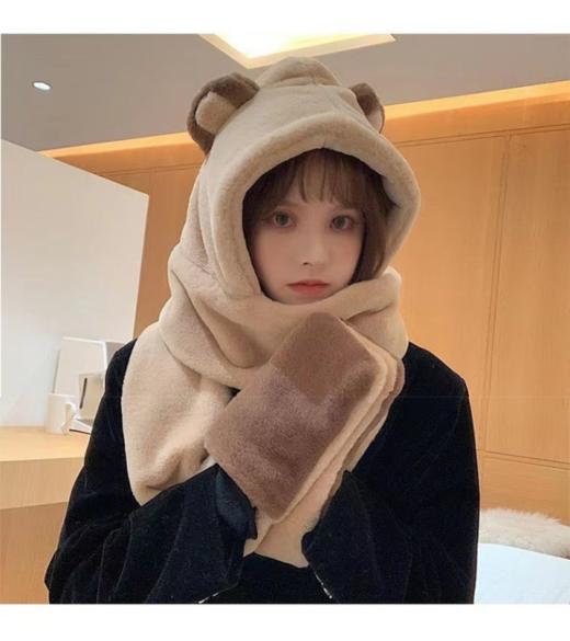 🌈【 欣欣子同款】小熊多功能三合一保暖帽手套围脖 ！ 💛加厚高品质克重达310g以上 💛软糯细腻毛绒感十足，🍓可以底挡9级寒风  商品图2
