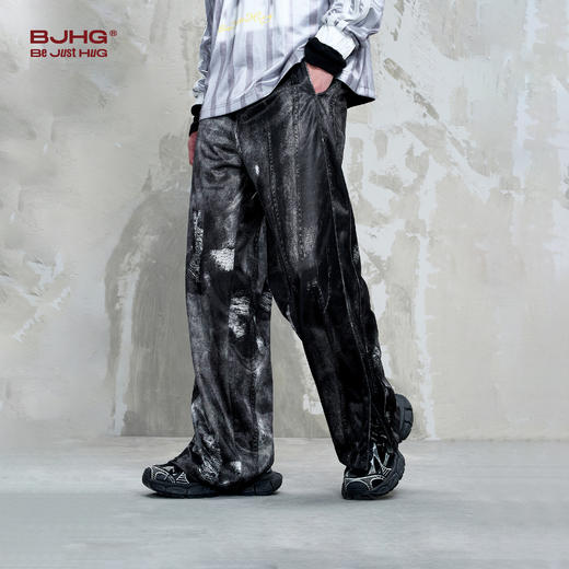 BJHG不计后果仿牛仔休闲裤男款春秋新款潮美式复古直筒设计感长裤 商品图1