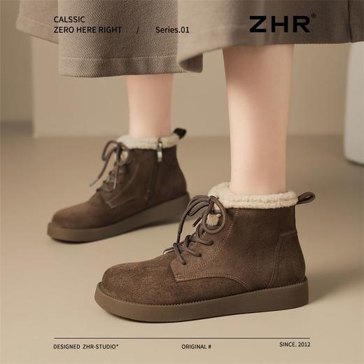 ZHR废土风短靴2024新款冬季加绒棉鞋耐磨超软女靴保暖ins平底短靴 商品图8