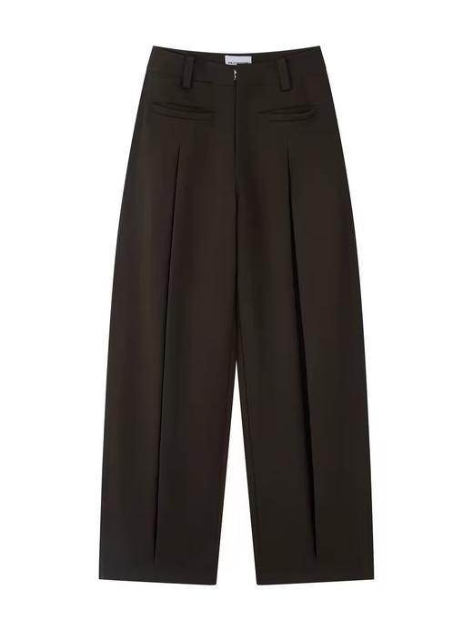 出逃赤岗西/24AWK119/复古双色内工字褶宽松垂感西装阔腿休闲拖地裤 商品图2