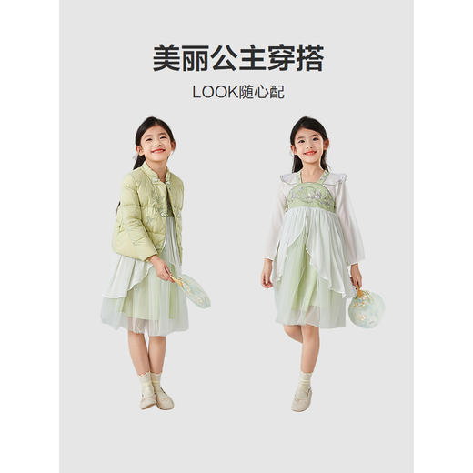 笛莎Deesha 童装女童连衣裙2025春新款新中式清新优雅汉服裙 商品图2