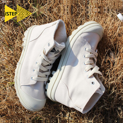 ISTEP春季女士帆布马丁靴厚底增高工装鞋薄款透气高帮徒步女鞋 商品图1