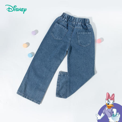 迪士尼黛丝春秋女童牛仔长裤儿童柔软舒适直筒裤时尚百搭外穿学生裤ZD1EK014 商品图9