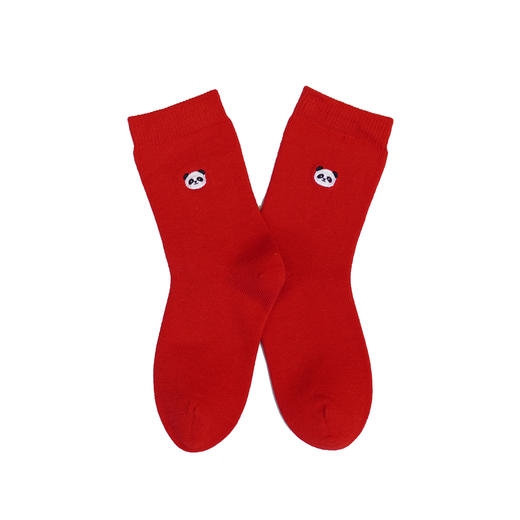 【2双装】儿童新年红袜子熊猫中长筒袜子生日鸿运袜大童袜子【6双6折】【2423209】 商品图1