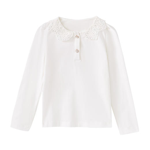 笛莎Deesha 童装女童T恤2025春新款甜美翻领花边丅恤 商品图4