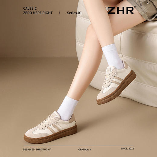 ZHR则则厚底增高德训鞋春季新款软底防滑板鞋柔软轻便运动休闲鞋 商品图3