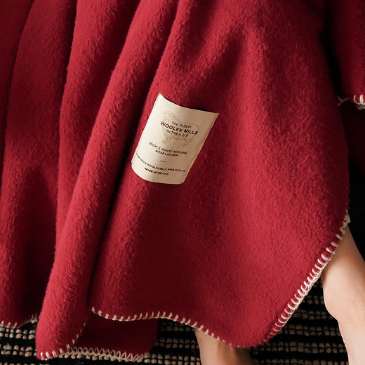 自然醒托斯卡纳仿生羊毛绒毯子大红色喜庆酒红色高级感卧室沙发午睡盖毯休闲纯色MT 商品图9