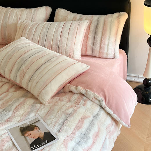 【一套约8.5斤重】仿兔兔绒渐染四件套 软糯轻盈厚绒保暖套件 商品图6