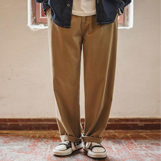 工装优选美式复古做旧伐木工休闲裤宽松直筒纯棉斜纹长裤子男秋冬 商品图0