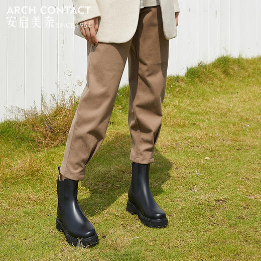 ARCHCONTACT安启美奈圆头牛皮休闲切尔西靴【52788】 商品图3