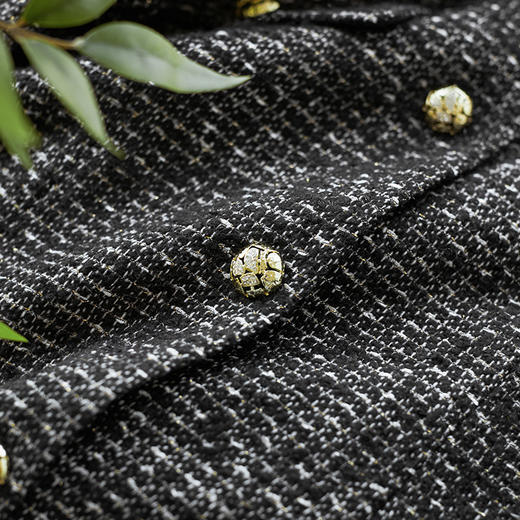 【高货wl】全新升级【铂金会员339/天猫459/差价120】(20343) 洛诗琳重工圆领钉珠小香风中长款羊毛粗花呢洋气连衣裙 商品图3