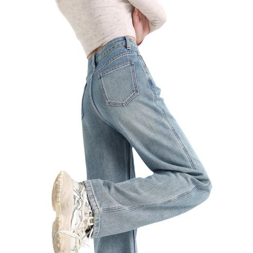 加绒高腰窄版阔腿牛仔裤，厚款潮牌休闲直筒显瘦宽松拖地裤子LG-1051 商品图4