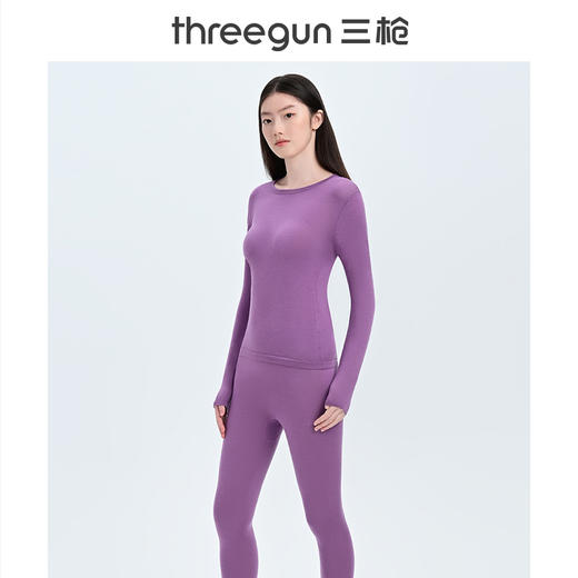 【不可售】Threegun三枪 美丽诺羊毛圆领女内衣套-22208D021 商品图1