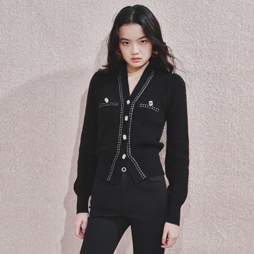 精致优雅感外套女手工织带设计24冬修身显瘦罩衫上衣 商品图3