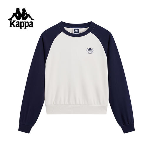 Kappa卡帕背靠背圆领运动卫衣女新款复古休闲长袖上衣针织套头衫K0F22WT02 商品图0