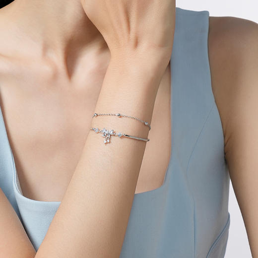 卡蒂罗/KADER 心动甜梦镯链 甜美可爱灵动结满镶宝石可调节配饰 高级叠戴轻奢原创设计感手镯 925银 商品图4