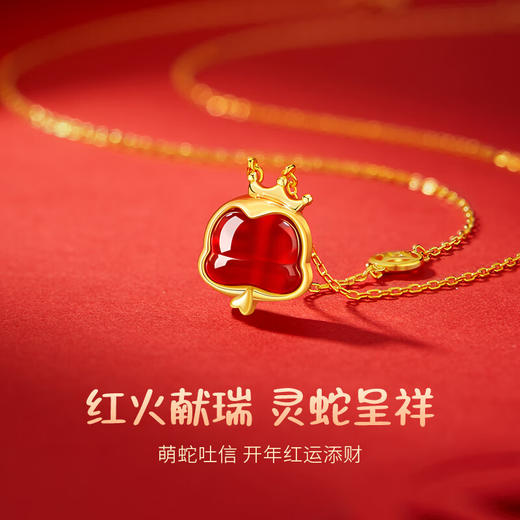 【红火贺岁 巳方有财 鸿运连连】六鑫珠宝 本命年蛇年红运灵蛇红玛瑙项银链 商品图5