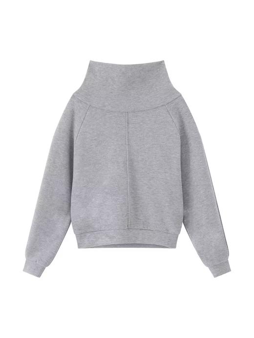 出逃赤岗西/24AWS12/灰色不对称斜露一字肩宽松女士套头卫衣 商品图3