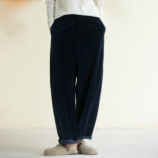 牧衣游原创 绒感棉净色裤子女新款百搭宽松柔软舒适休闲裤 隐游 商品图0