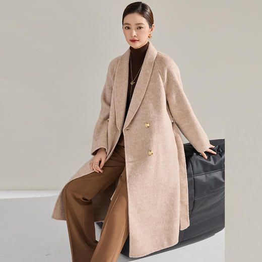 【高货sh】全新升级【铂金会员882/天猫1189/差价307】(35852) 洛诗琳新款双面呢宽松垂感毛呢外套直筒青果领大衣 商品图1