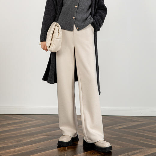 【高货rg】全新升级【铂金会员165/天猫219/差价54】(41249) 洛诗琳绵羊毛阔腿裤2024秋冬新款醋酸垂感显瘦休闲直筒拖地裤 商品图0