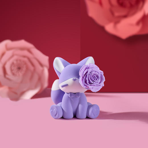 ROSEONLY诺誓 永生玫瑰 公仔系列 可心狐 紫白色 橙白色 送朋友 商品图2