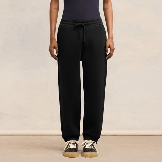 AMI 男士徽标刺绣拉绒混合棉质抓绒休闲运动裤 黑色 UTR237 749 001 商品图1