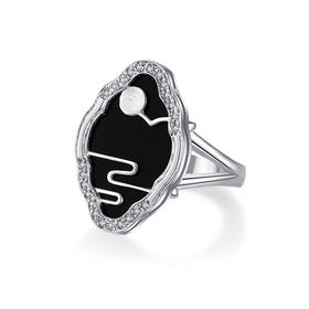 【熙】五行和韵·水 戒指 旭日东升（黑玛瑙）