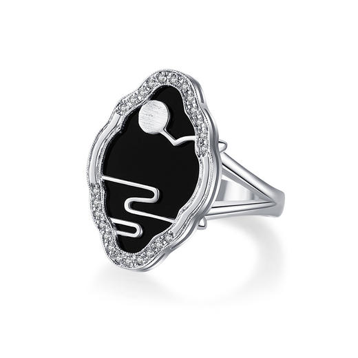 【熙】五行和韵·水 戒指 旭日东升（黑玛瑙） 商品图0