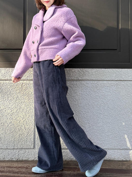 TYNVIE 花瓣领短款羊毛大衣 - 紫色 商品图9