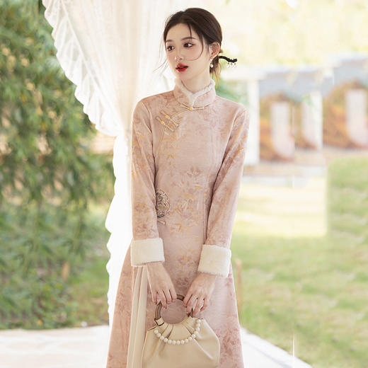 ZQ SC20323加绒加厚显瘦奥黛新中式改良旗袍 商品图4