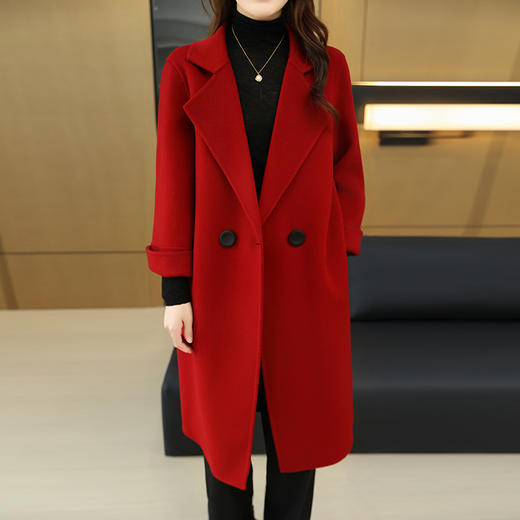 【清河羊毛羊绒专场】鹿展 225 高支细羊毛女士长款羊毛大衣 商品图0