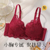 【小胸专属 聚拢显大】时尚蕾丝红色内衣女高弹收副乳无钢圈文胸花影悠悠 商品缩略图0