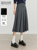 【专属特价】熙世界灰色西装半身裙2025春秋新款学院风通勤高腰a字百褶裙子 商品缩略图0