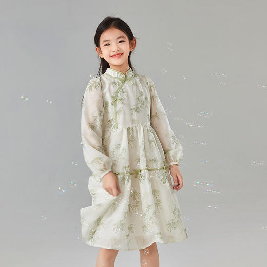 笛莎Deesha 童装女童连衣裙2025春新款新中式国风清新淡雅雪纺连衣裙 商品图1