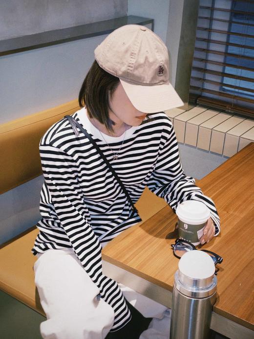 顺丰包邮洛诗琳SDLSA41859慵懒感黑白条纹休闲长袖打底T恤女696 商品图4