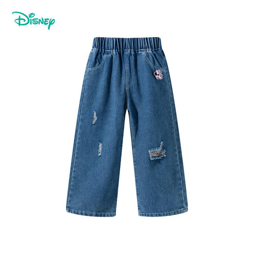 迪士尼【复古米妮牛仔裤】春秋款女童破洞风直筒裤儿童百搭休闲裤ZD1EK013 商品图5