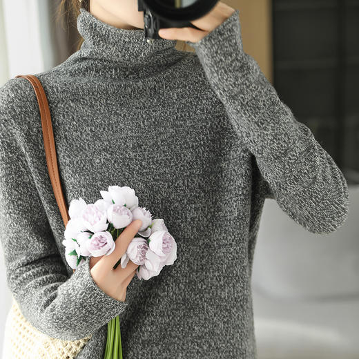 【清河羊毛羊绒】鹿展8921 一线成衣工艺女士高领羊毛衫 100%羊毛（90支美利奴羊毛） 商品图2