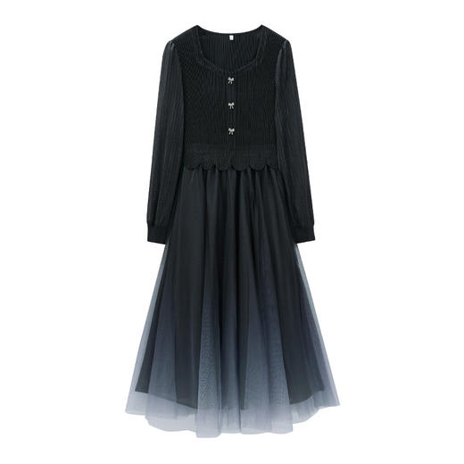 IEF/爱依服2025 春季 时尚法式复古拼接显瘦高级感连衣中裙N0106 商品图5