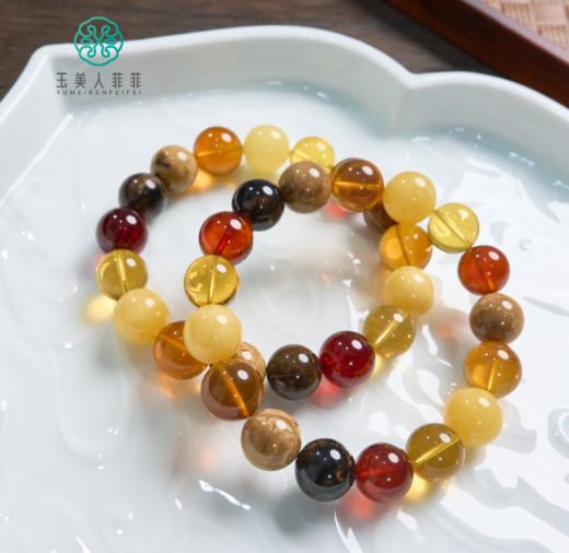 玉美人菲菲-琥珀单圈多宝手串11mm 商品图0