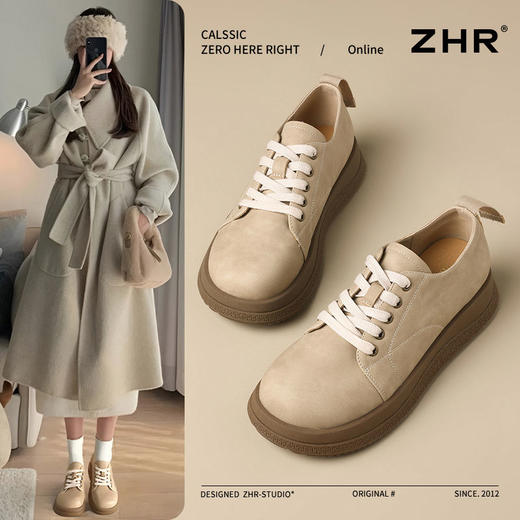 ZHR圆头小皮鞋百搭勃肯鞋女2025春季新款英伦风复古单鞋休闲女鞋 商品图0