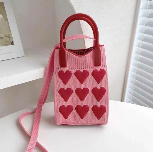 立减20【韩版针织甜美手提包，便携收纳斜挎包！】新款手机包女 韩版针织甜美手提包 斜挎百搭学生包 便携女士收纳斜挎包-QQ#异业福利 商品图5