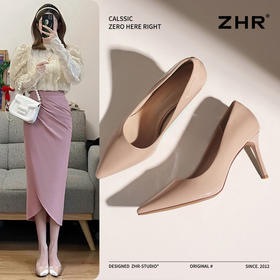 ZHR则则细跟高跟鞋女2025新款高级尖头浅口单鞋性感气质女鞋耐磨