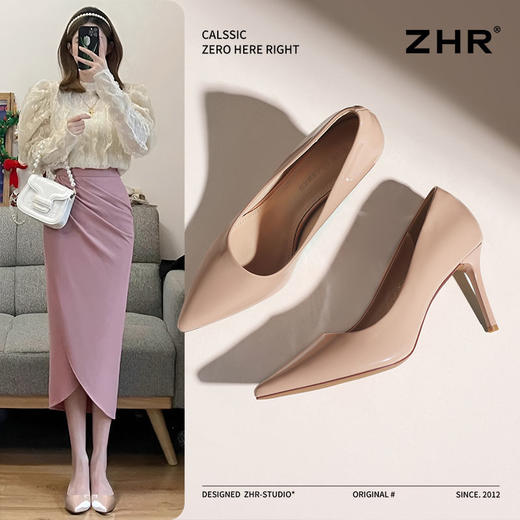 ZHR则则细跟高跟鞋女2025新款高级尖头浅口单鞋性感气质女鞋耐磨 商品图0