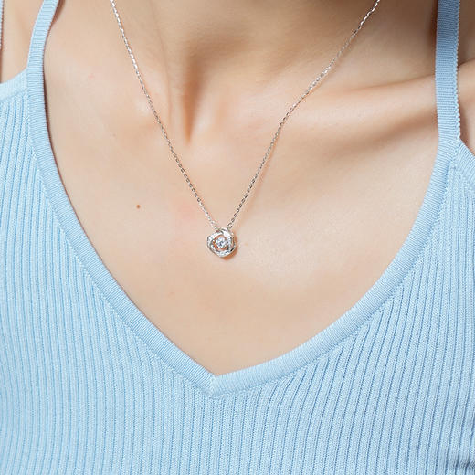 卡蒂罗/KADER 守护誓言项链 浪漫玫瑰造型跳动的心设计可调节锁骨链 简约时尚轻奢百搭闪钻吊坠 925银 商品图3