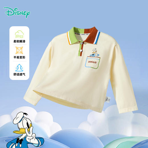 迪士尼活力撞色翻领复古学院风男童长袖T恤ZD1ES018 商品图0