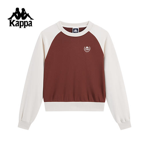 Kappa卡帕背靠背圆领运动卫衣女新款复古休闲长袖上衣针织套头衫K0F22WT02 商品图1