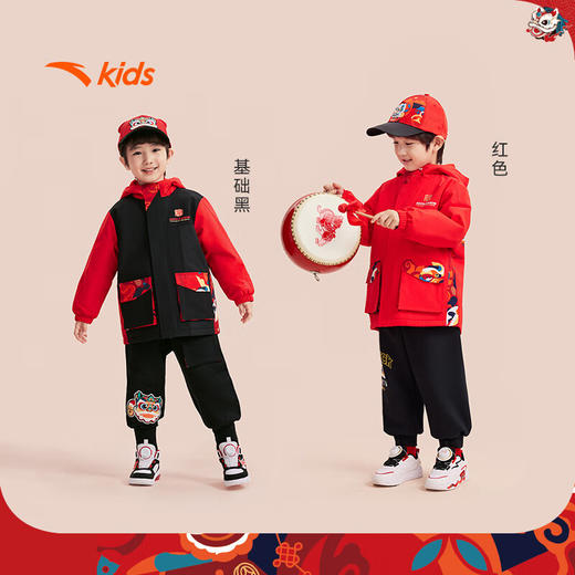 安踏儿童男童摇粒绒运动上衣2025春保暖新年款厚外套352519613 商品图3